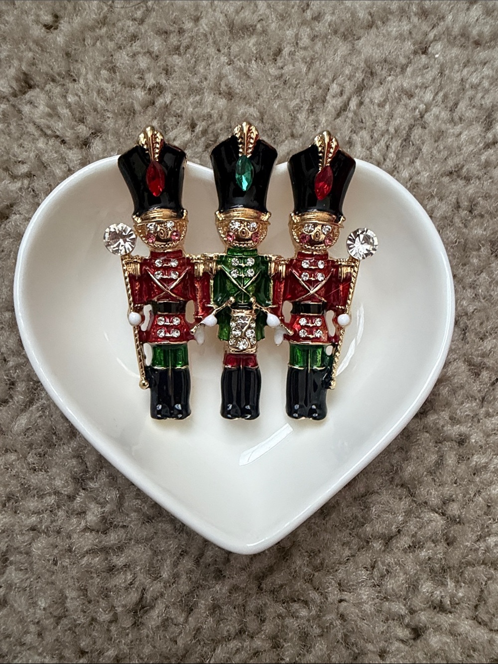 Holiday Nutcracker Trio Brooch Pin - Red, Green & Black